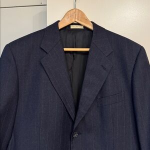 Vintage 100% Wool Subtle Pinstripe Blazer in Navy / Grey, size 39